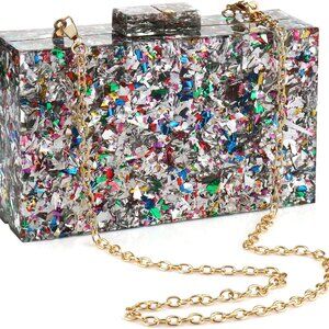 Acrylic Purses and Handbags for Women Multicolor Perspex Geometric Patterns Box